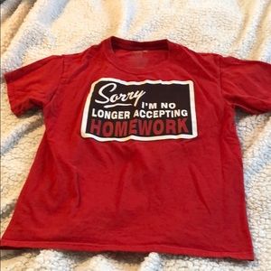 Homework red shirt sz L